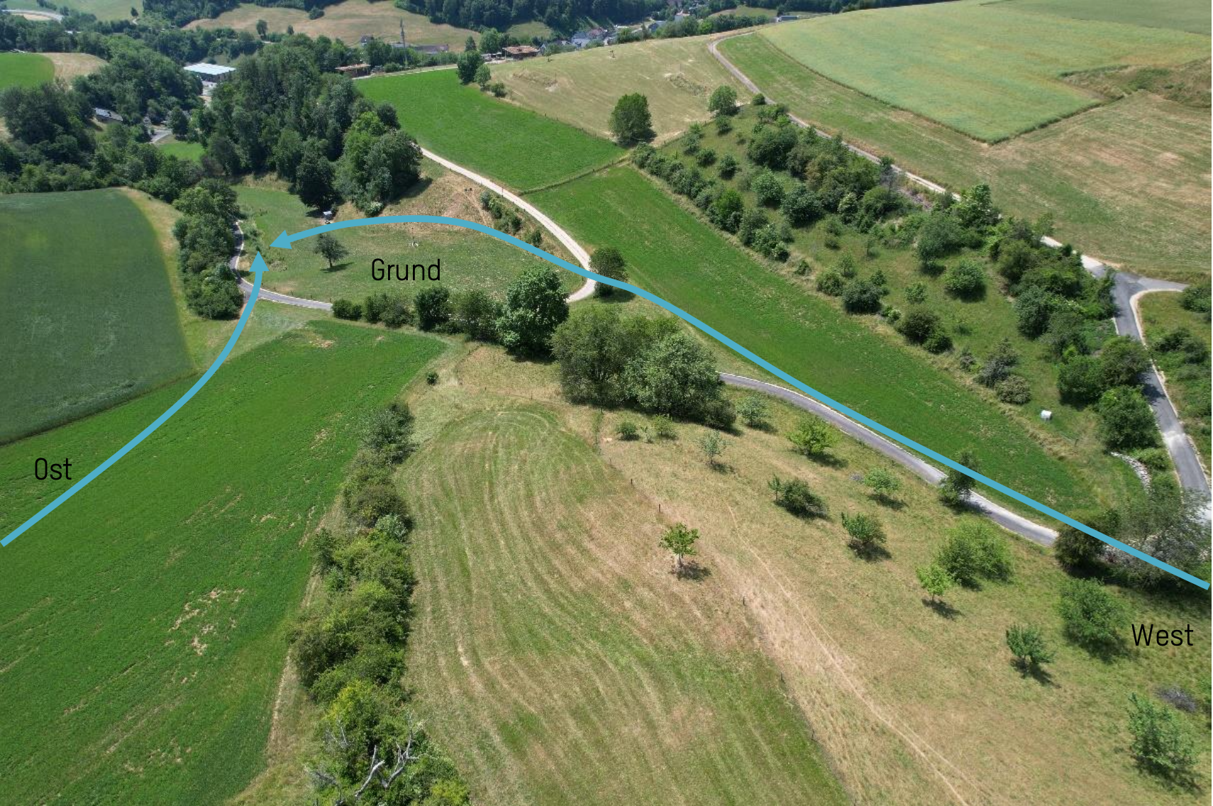 Bereich Grund mit unterem Abschnitt Thalweg Ost und unterem Abschnitt Thalweg West @T.Polli